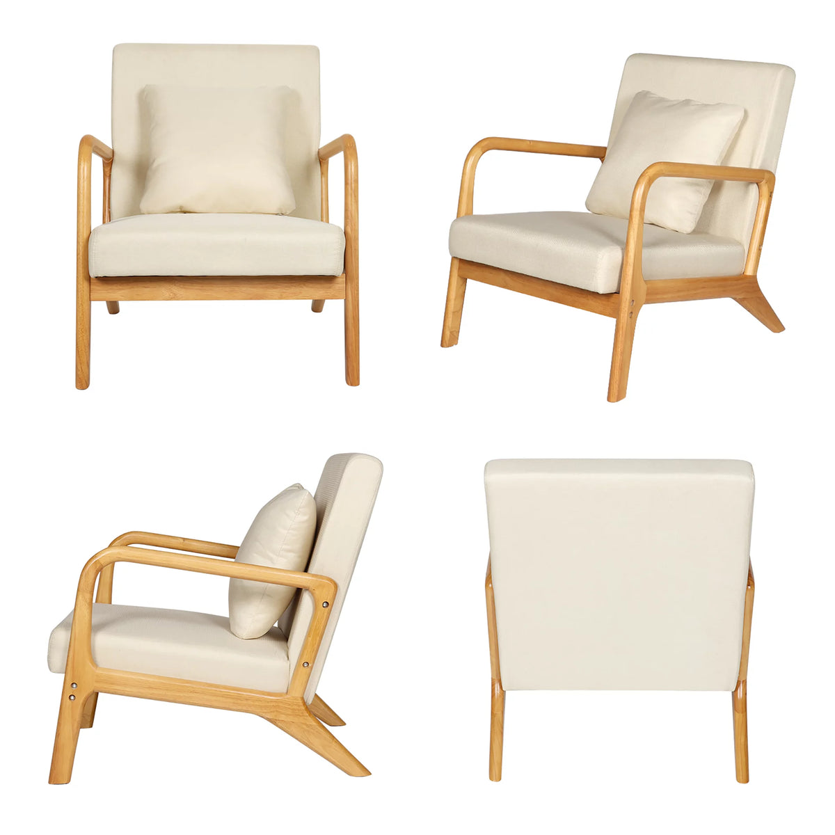 Fabric Accent Chairs Set of 2 Beige A40401