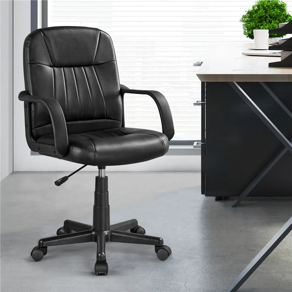 Black Faux Leather Adjustable Swivel Office Chair F723
