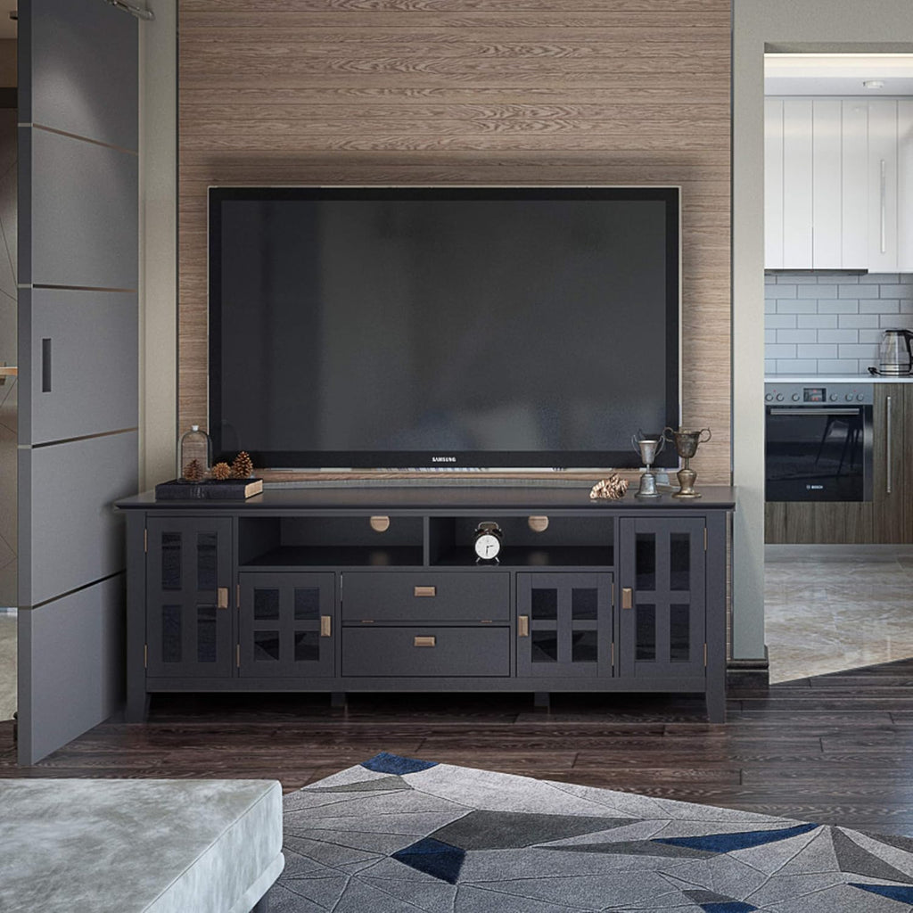 72 inch Solid Wood TV Media Stand with Glass Doors G992479