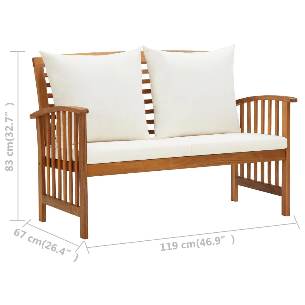 Patio Bench with Cushions Solid Acacia Wood J961868