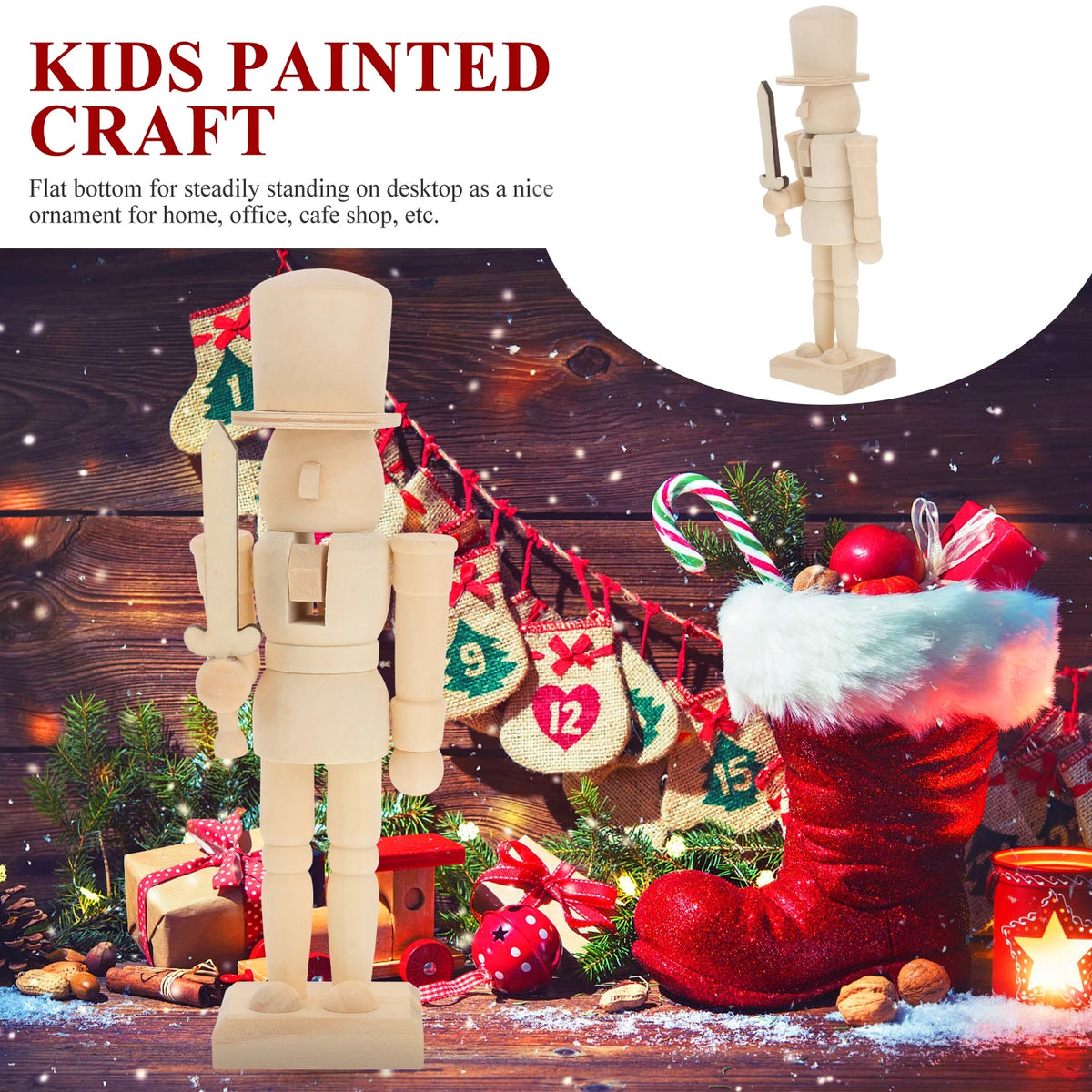 4 Count Christmas Nutcracker Wood Crafts C332