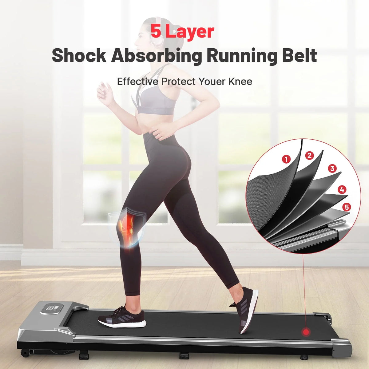 Under Desk Treadmill 265 Lb Capacity Black R2942