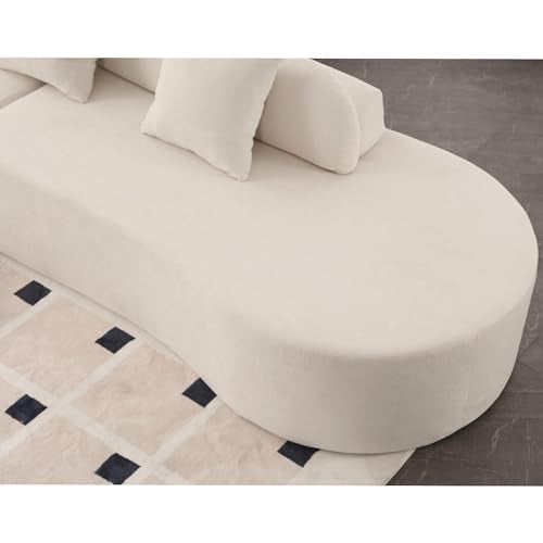 Beige Terry Cloth Modular Sectional Sofa with 3 Pillows G994
