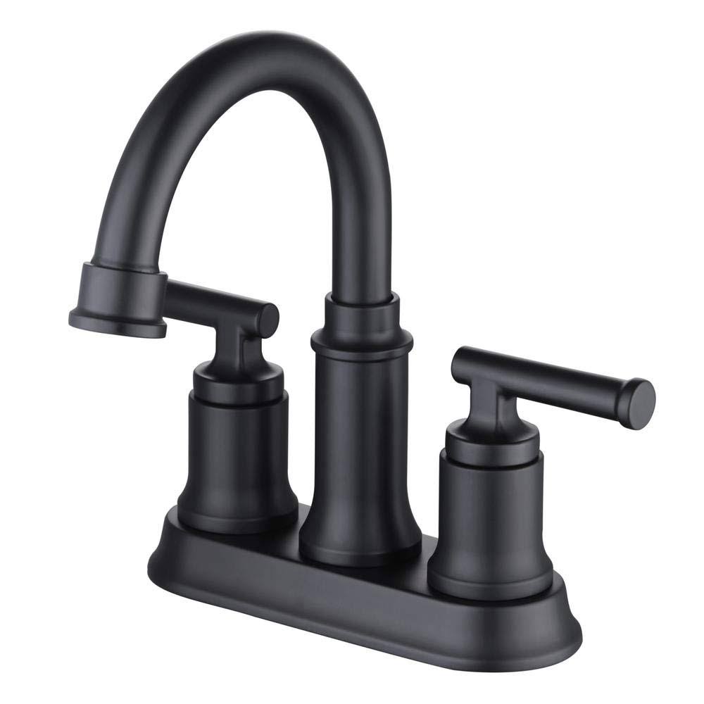 2-Handle High-Arc Centerset Bathroom Faucet in Matte Black N83836
