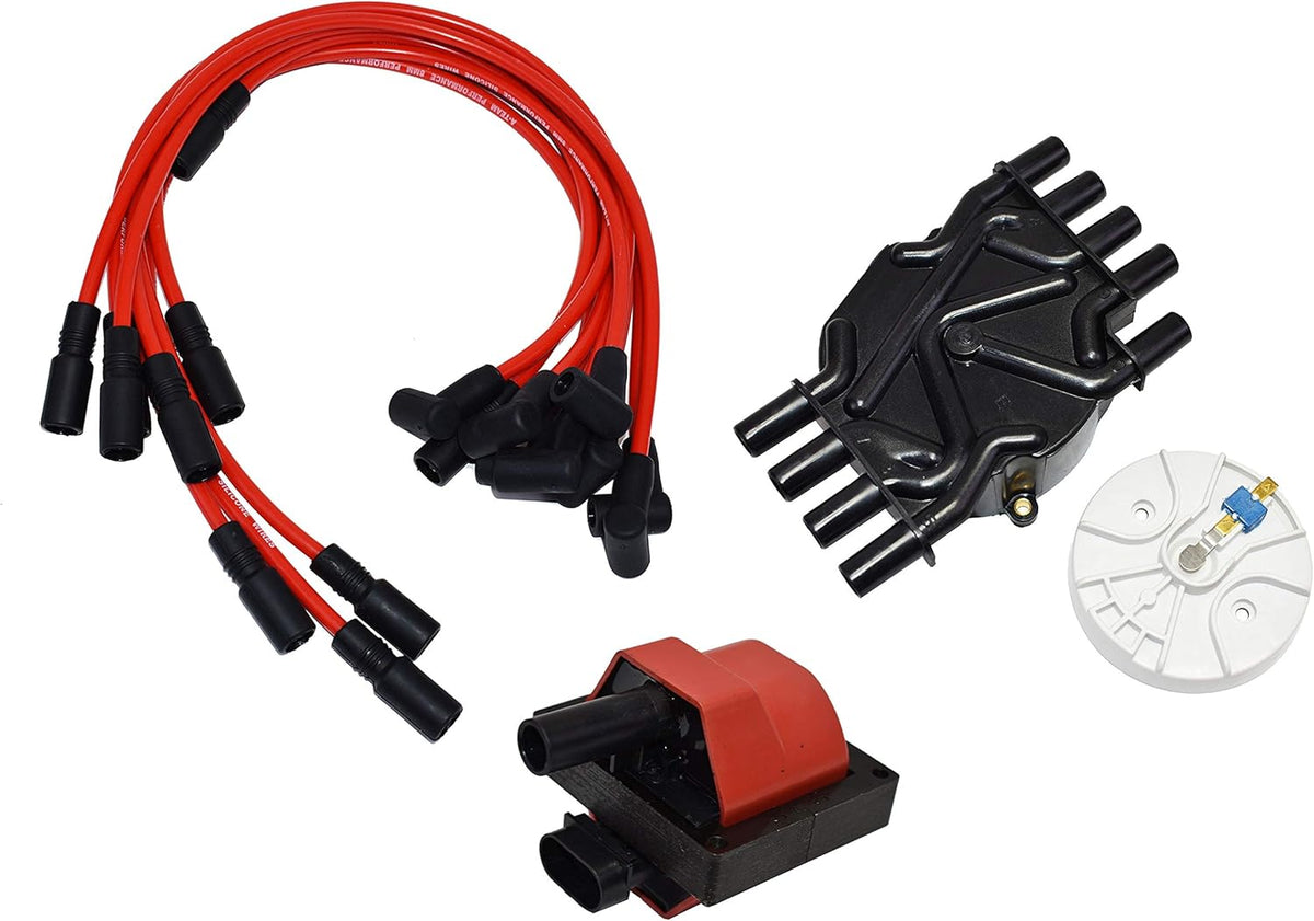 Distributor Cap Rotor Ignition Coil Tune Up Kit with 8.0mm Spark Plug Wires P68369