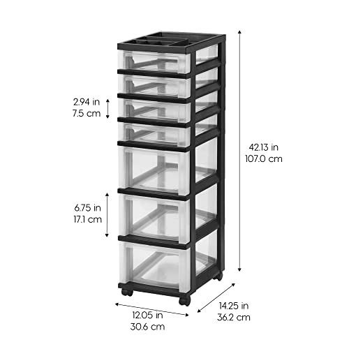 Black 10-Drawer Plastic Rolling Cart J162