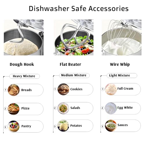 900W 8.5 QT Tilt-head Stand Mixer with Dough Hook, Wire Whip, Flat Beater & Splash Guard Q12582