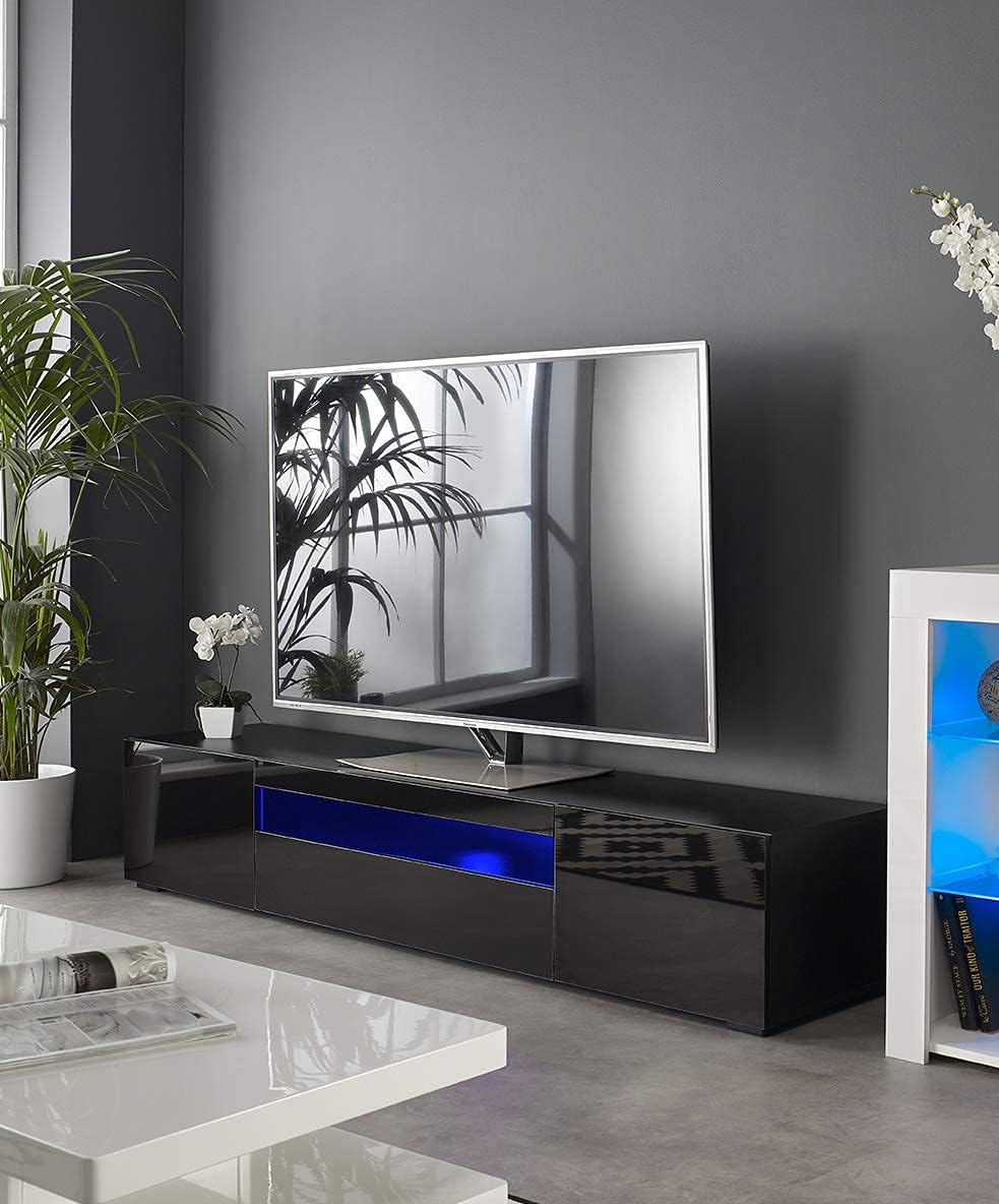 Modern Black Modular TV Cabinet with LED Lights S51793