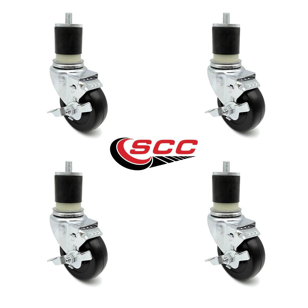3.5x22 x 1.25 Hard Rubber Wheel Swivel Casters N2152
