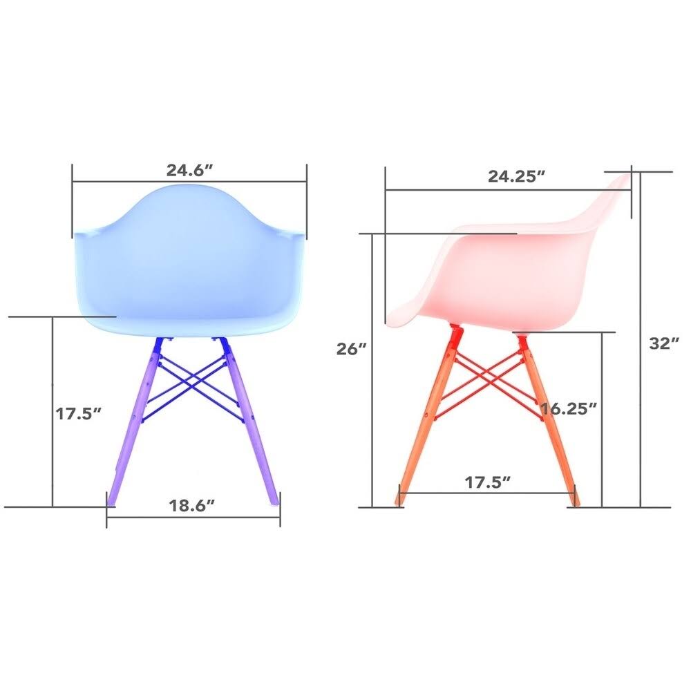 Green Molded Plastic Dining Arm Chair with Black Wood Legs Set of 2 I292