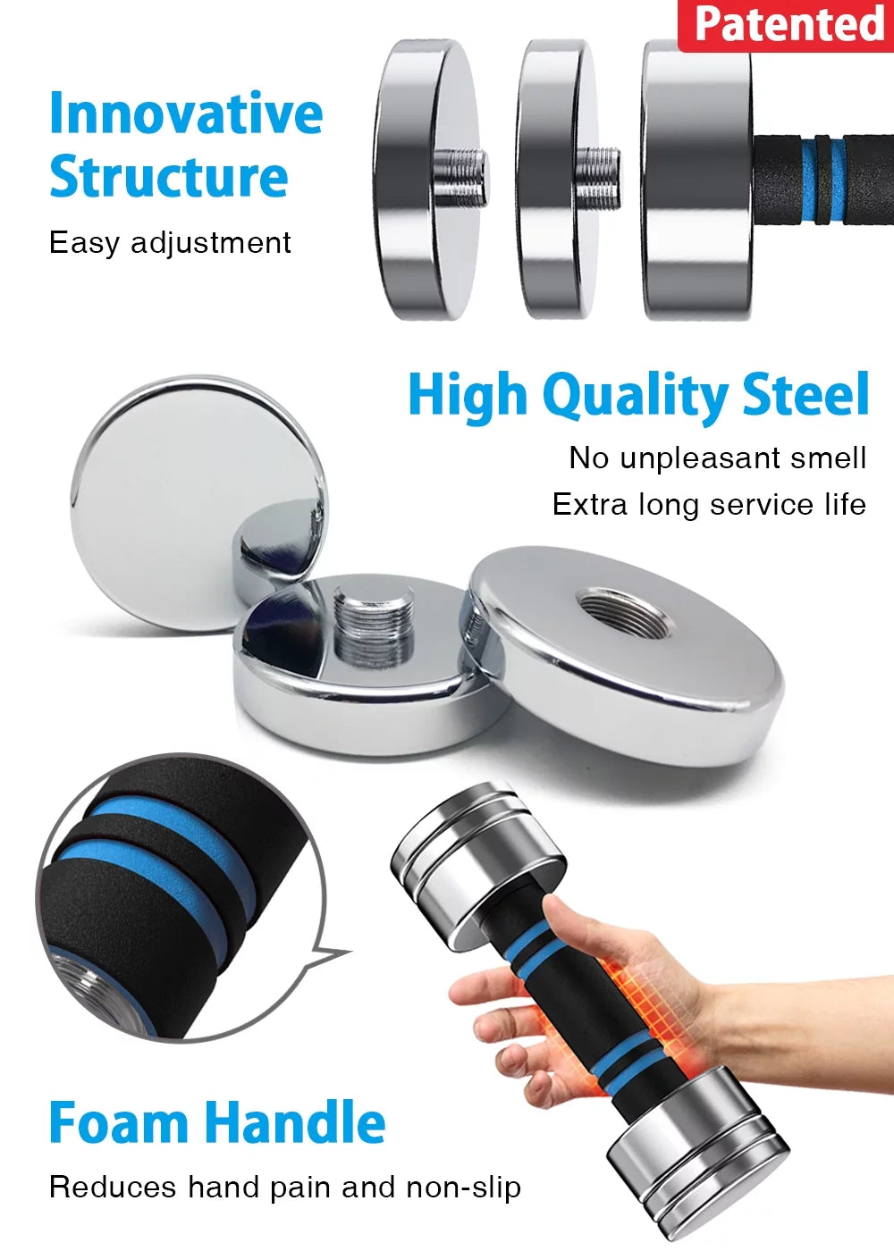 Adjustable Dumbbells Pair Steel Weight Set with Foam Handle R2010