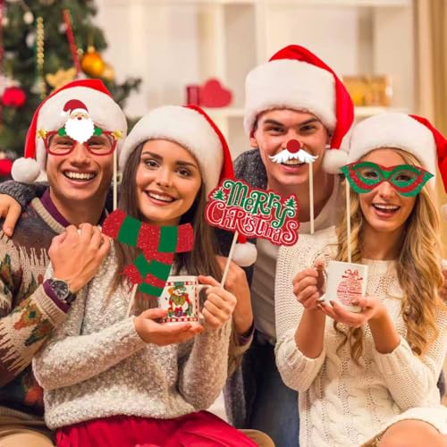 30pc Glitter Christmas Photo Booth Props Set Y2200