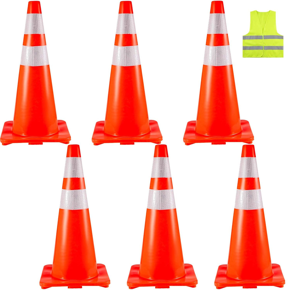 6 Pack PVC Traffic Safety Cones F525456