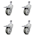 4 inch Gray Polyurethane Swivel Stem Caster Set with Total Lock Brake U66317