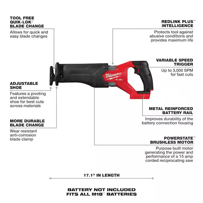 18V Lithium-Ion Brushless Cordless Reciprocating Saw M194938