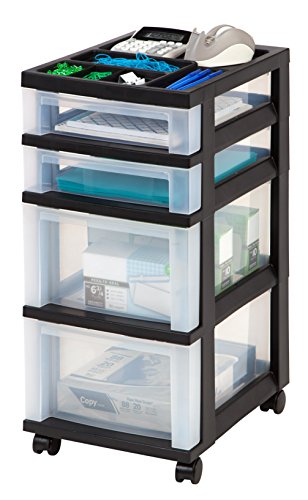 Black 10-Drawer Plastic Rolling Cart J162