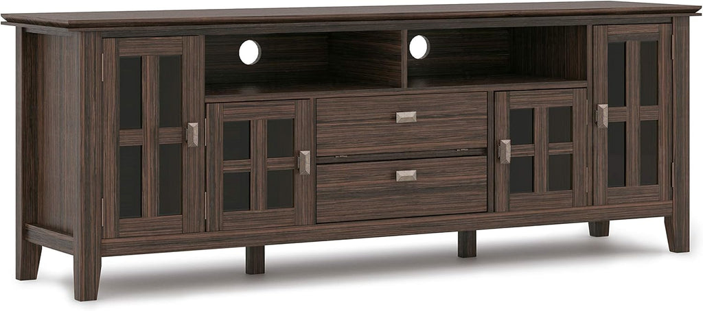 72 inch Solid Wood TV Media Stand with Glass Doors G992479