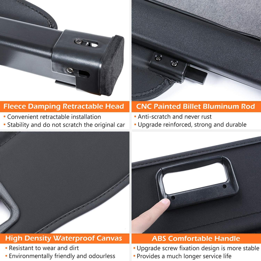 Black Retractable Rear Cargo Security Shield Shade Y207673