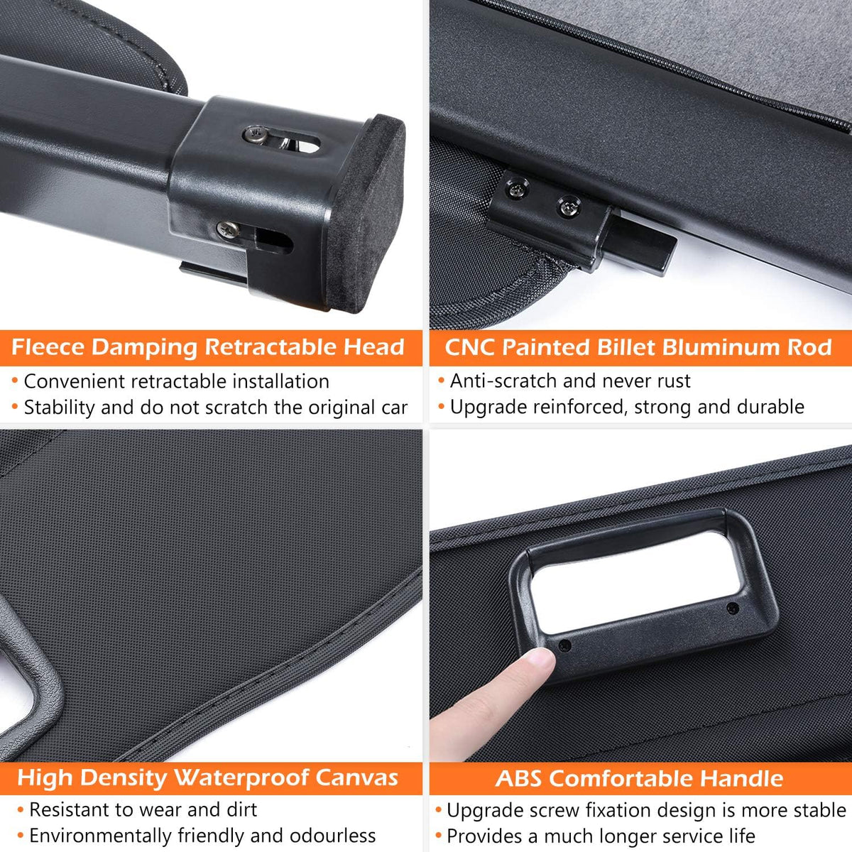 Black Retractable Rear Cargo Security Shield Shade Y207673