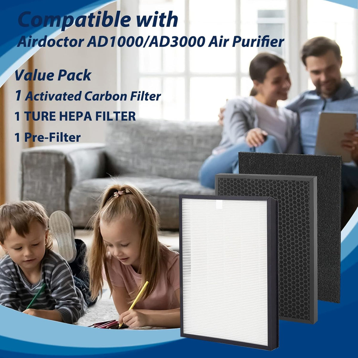 True HEPA Filter Replacement Set with Activated Carbon Filters and Pre-Filter Z690604