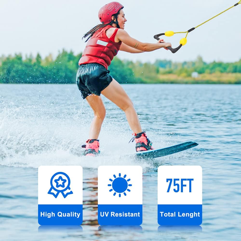 Water Ski Rope with Soft Rubber Handle, 2 Section, 75 ft, Pack of 2 J7769