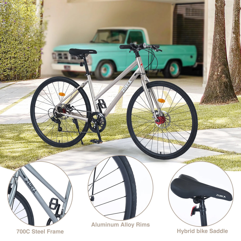 Aluminum Alloy 700C 7 Speed Light Blue City Bike L7133