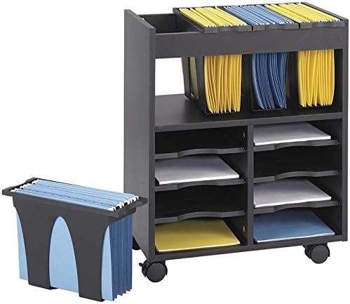 Black 8 Compartment Mobile File Cart K843738