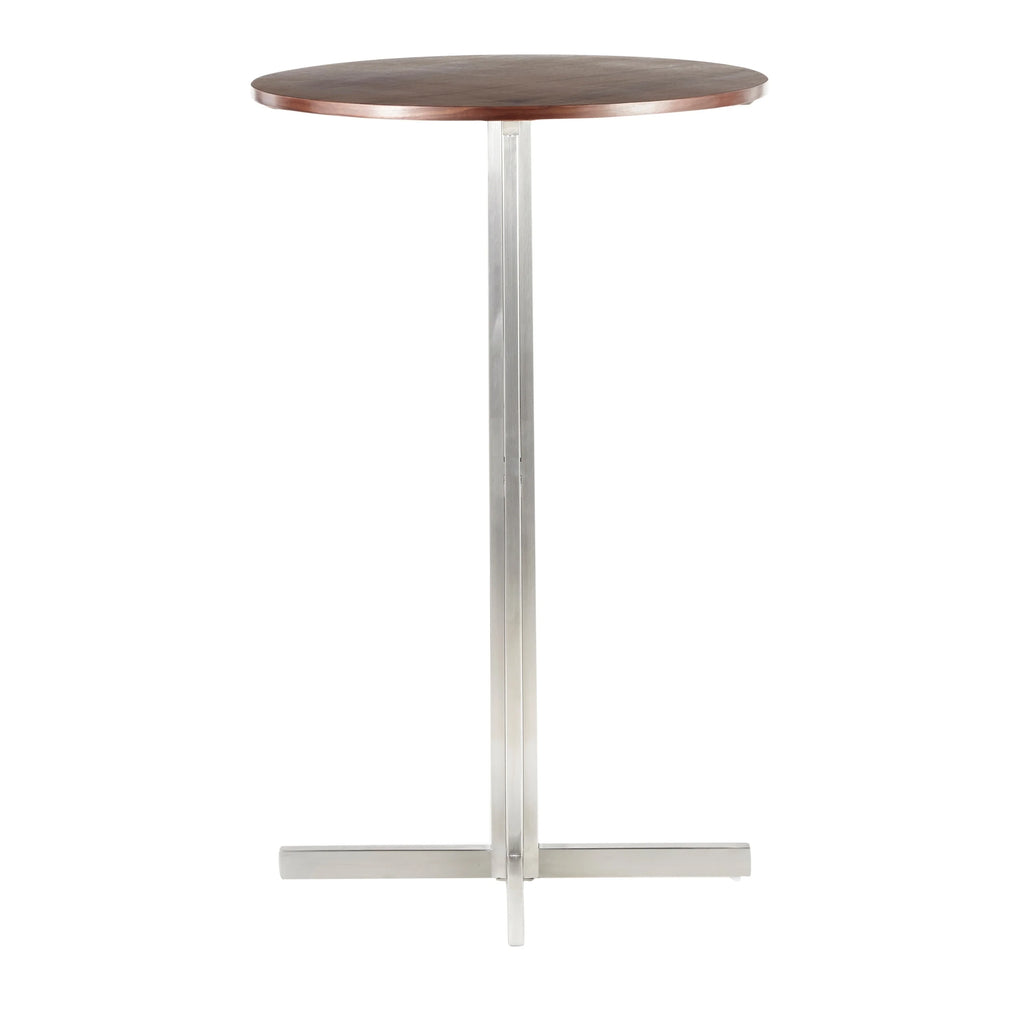 Contemporary Round Bar Table Walnut Wood Y855465