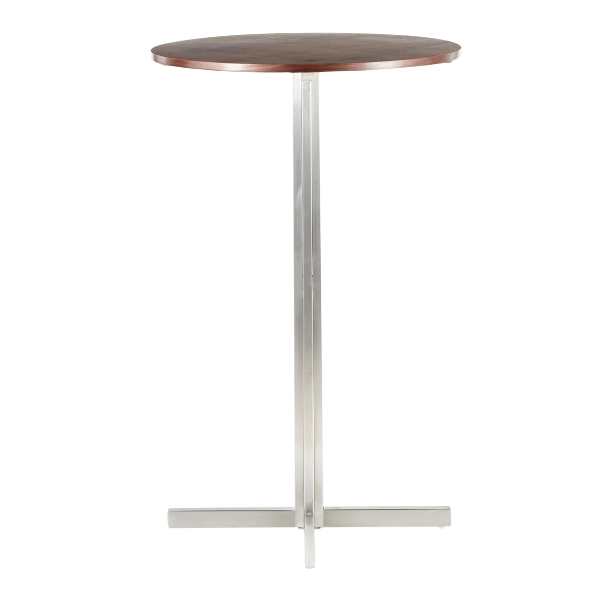Contemporary Round Bar Table Walnut Wood Y855465