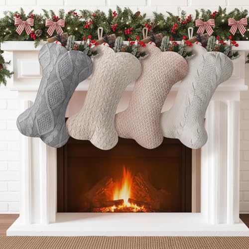4 Pack 18 Inch Knitted Dog Christmas Stockings V52316