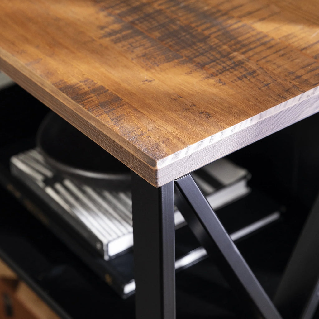 Black Solid Wood Storage Console Table E89862