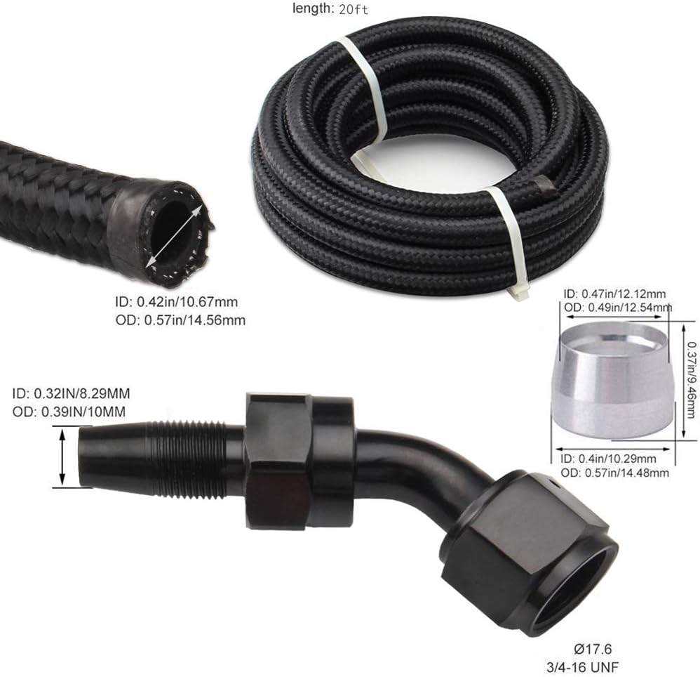 Nylon Braided 1/4'' 20 ft Fuel Oil Hose P5408