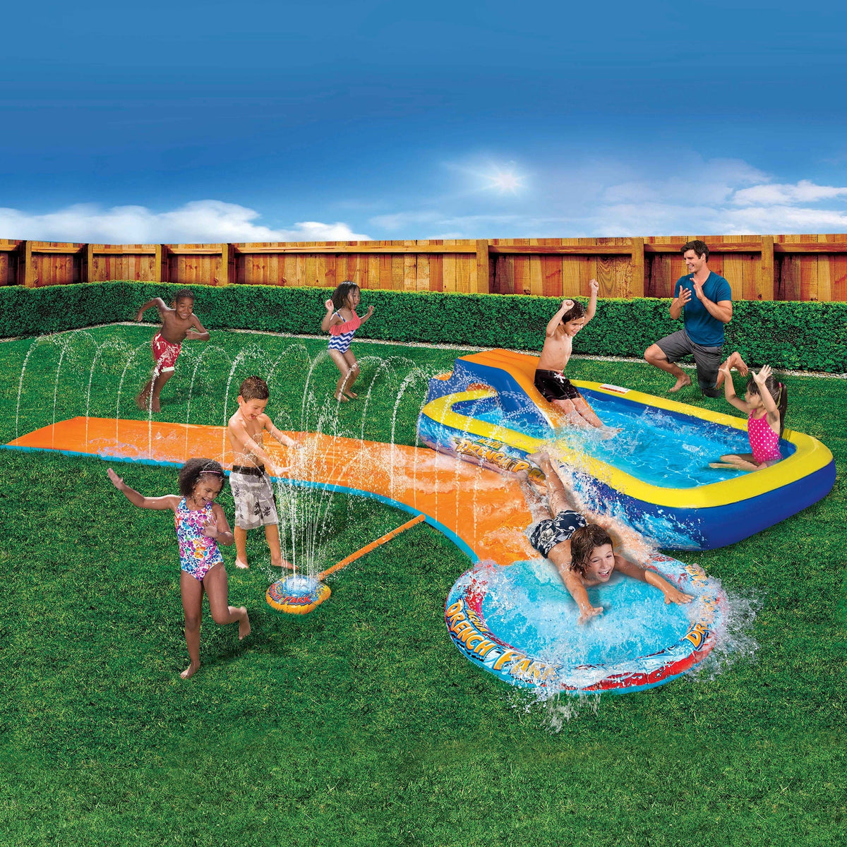 3-In-1 Splash Park with Pool, Sprinkler & Waterslide C943798