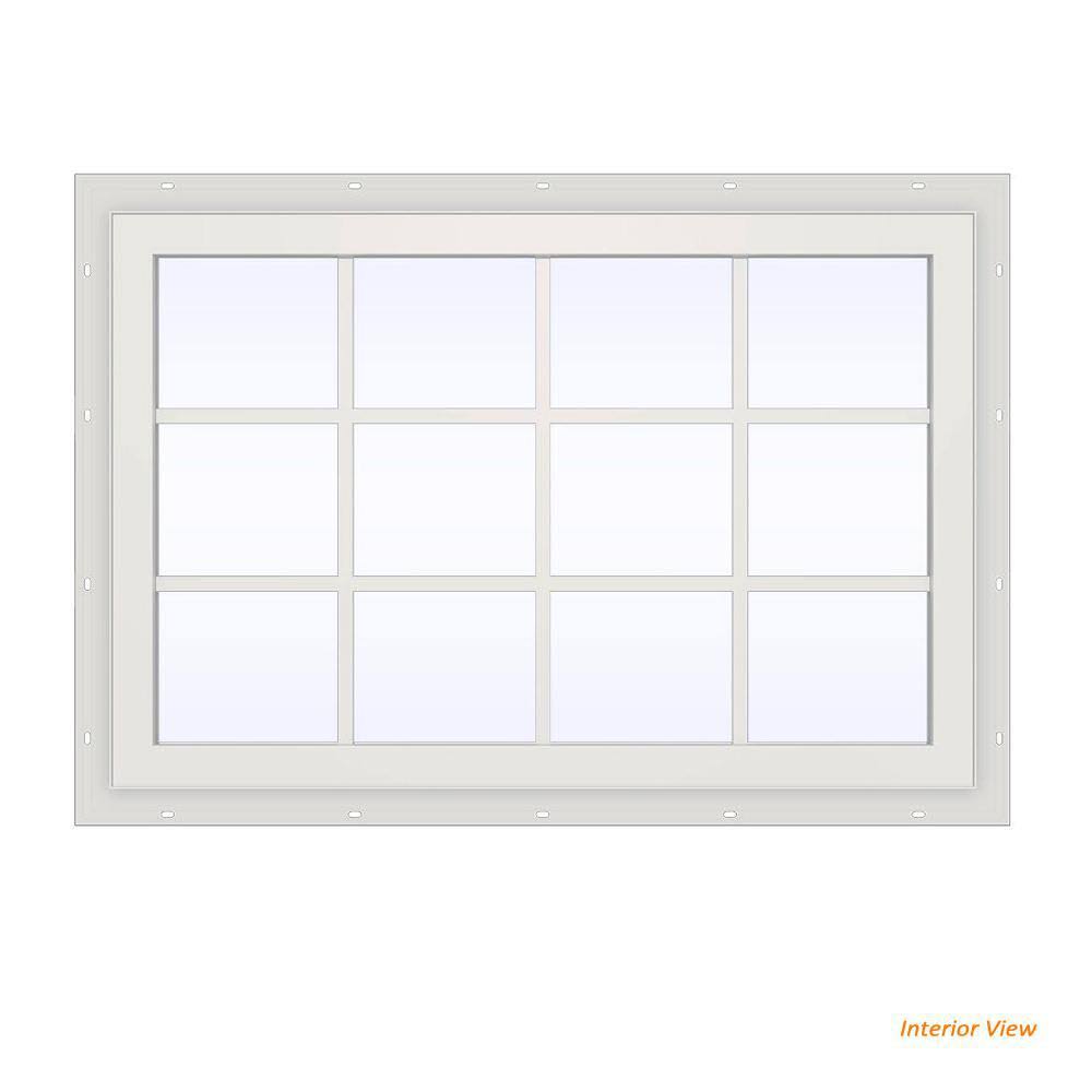 Bronze Vinyl Fixed Picture Window with Colonial Grids J805