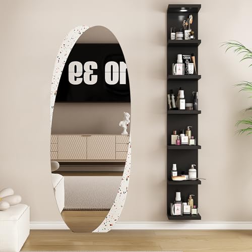 7 Tier Black Wall Shelf with LED Remote Control Light L146