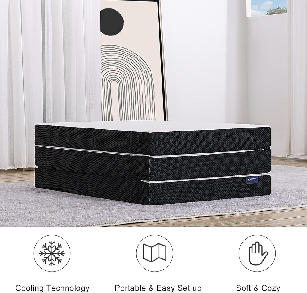 Folding Gel Memory Foam Mattress Topper with Washable Cover Q85760