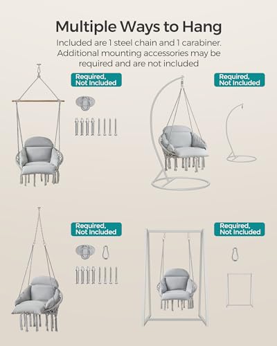 Cream White Hanging Hammock Chair with Cushion W2507