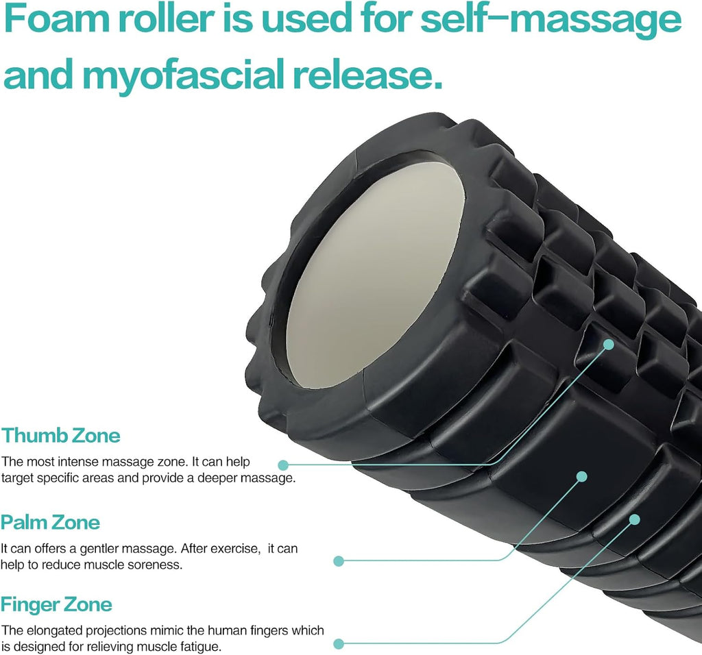 2 High-Density Foam Roller Set (12" and 13") - Black I66248