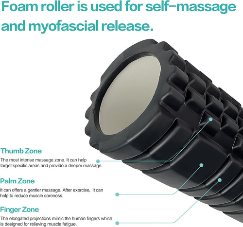 2 High-Density Foam Roller Set (12" and 13") - Black I66248