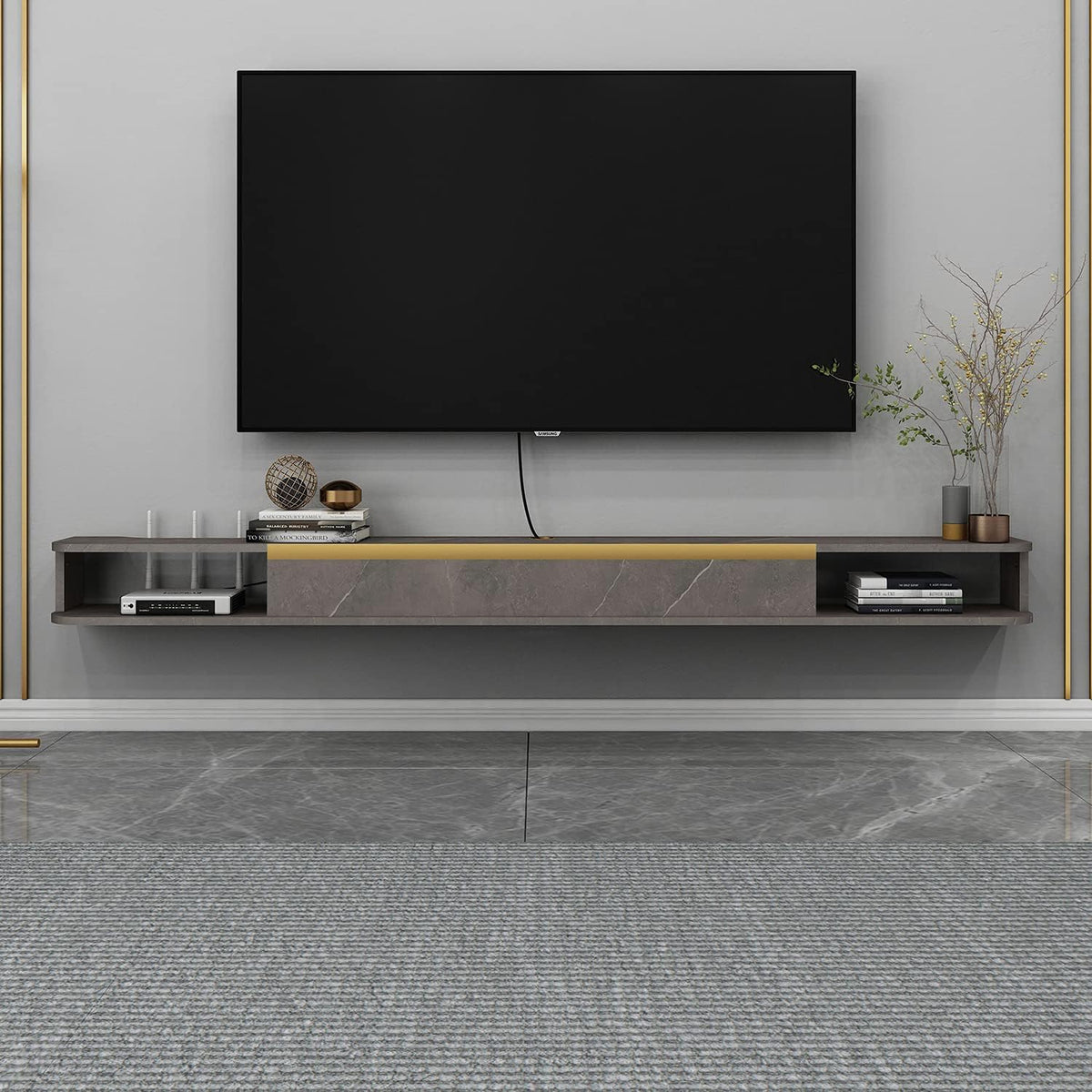 Wall-Mounted Floating TV Stand 47.6IN Light Gray I373901