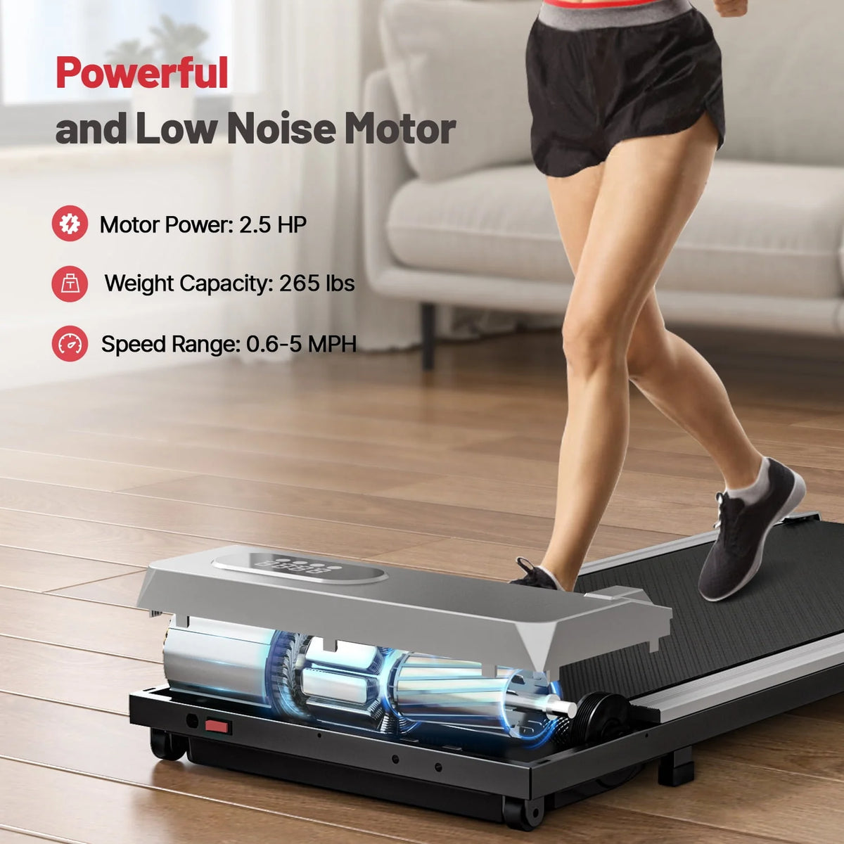 Under Desk Treadmill 265 Lb Capacity Black R2942