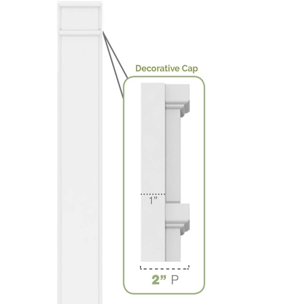 Two Equal Flat Panel PVC Pilaster with Decorative Capital & Base (Pair) O32021