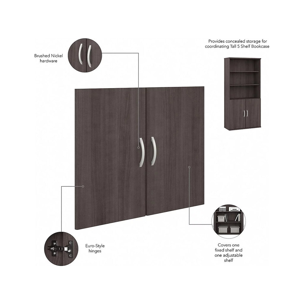 Tall 5 Shelf Bookcase with Doors Engineered Wood L29184