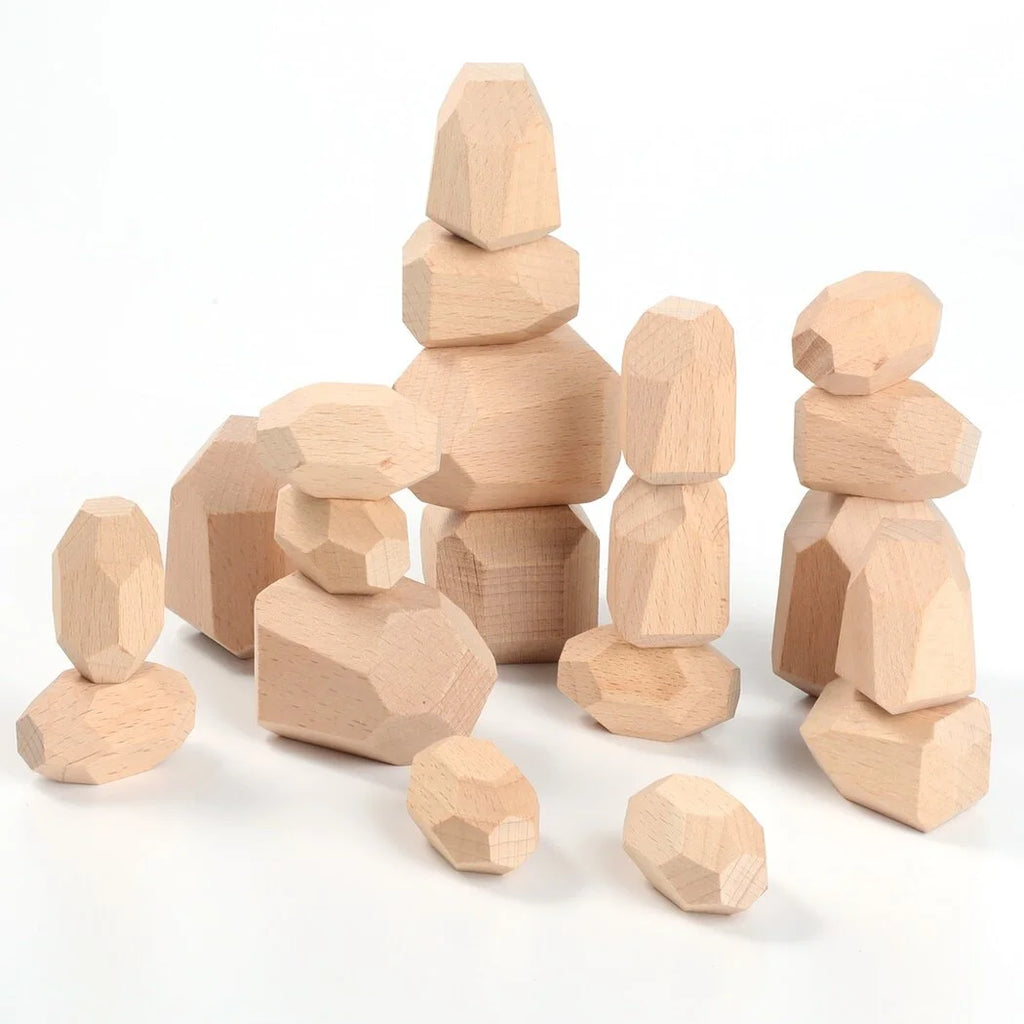 20 Pcs Wooden Stacking Rocks Irregular Building Blocks Z935