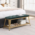 Shoe Storage Bench with Velvet Seat and Gold Legs B989
