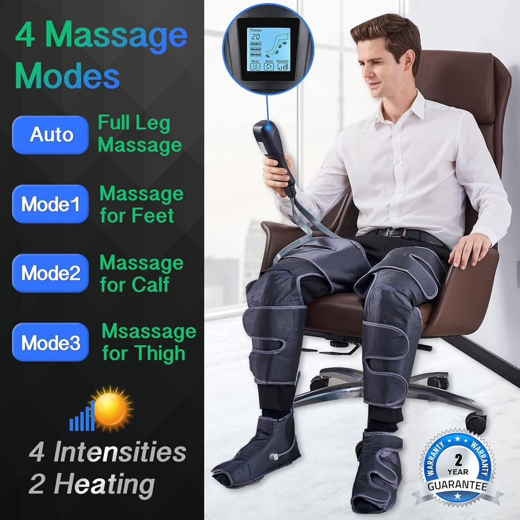 Leg Massager with Air Compression, 2 Heat Levels, 4 Modes 4 Intensities F100788