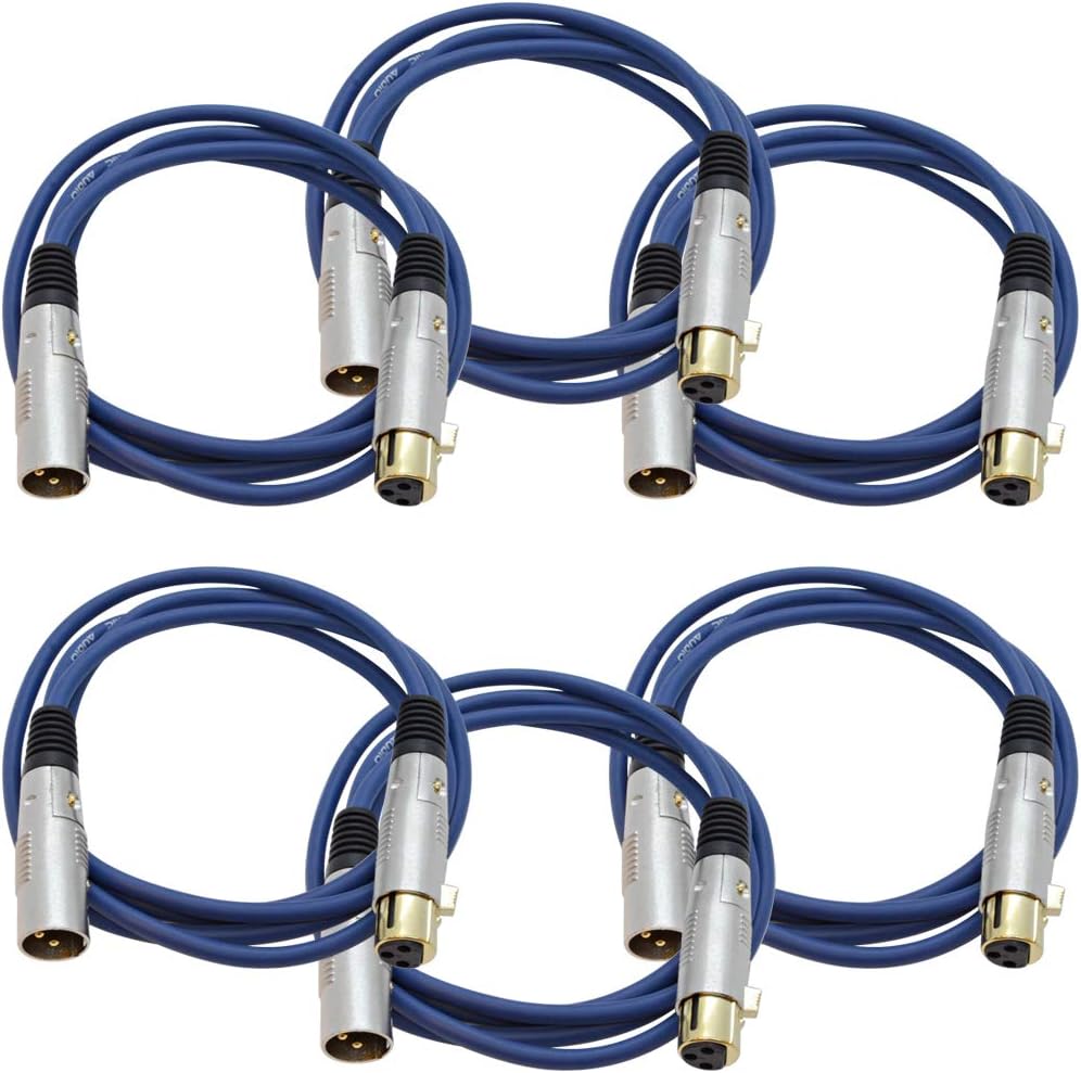 6 Pack 6 Foot Gold Plated Orange XLR Microphone Cable K66794
