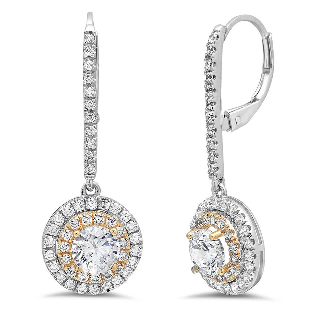 14k White Rose Gold Simulated Diamond Drop Earrings N643190