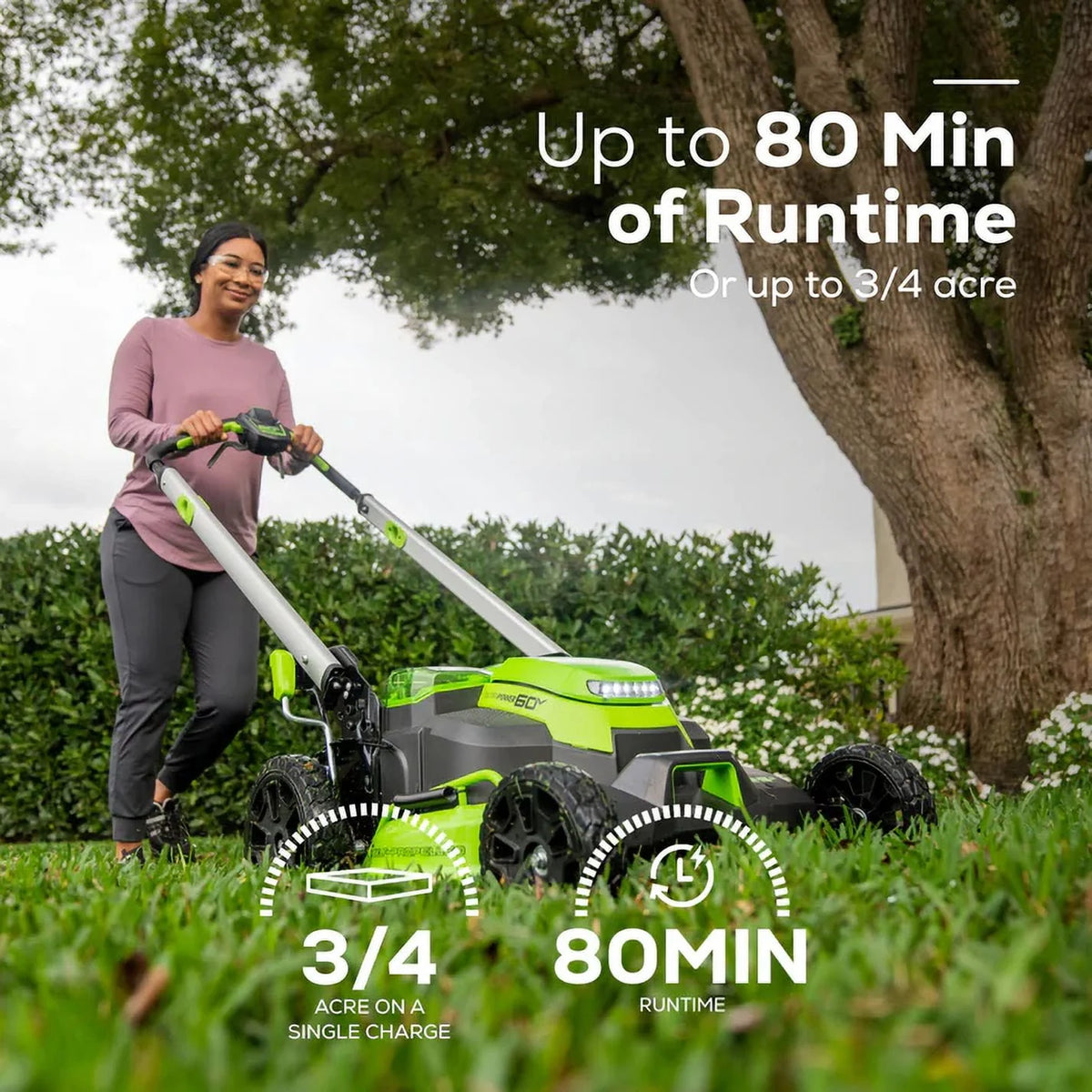60V Cordless Self-Propelled Lawn Mower with 4.0Ah Batteries & Charger U91468