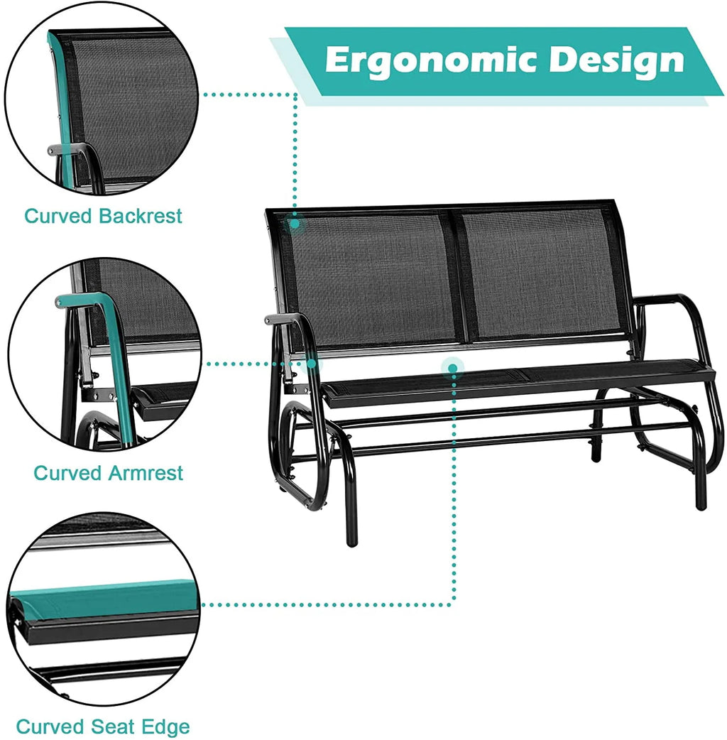 Black Steel Outdoor Glider Bench N760
